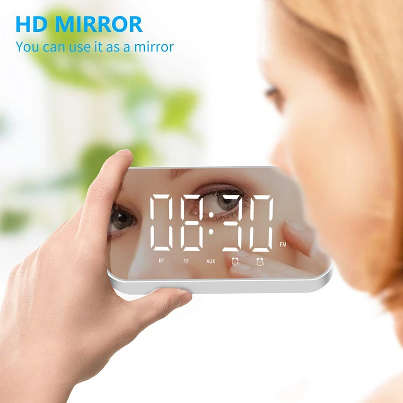 

Digital Alarm Clock with Bluetooth Speaker, Radio Alarm Clock Dual Alarm Bedside Clock with Snooze, FM Radio ( White)