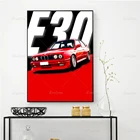 Современная Абстрактная настенная живопись E30 M3 BMW, холст, граффити, красный автомобиль, плакат и печать, модульные картины для гостиной, домашний декор