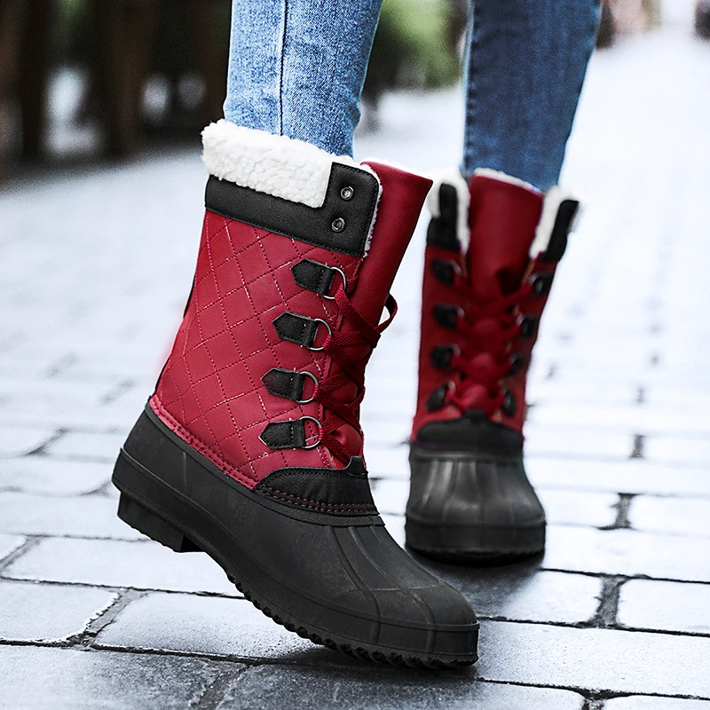 

Outdoor Boots Female Women Shoes Waterproof Faux Fur Warmest Snow Boots Fashion Women's Winter Shoes Big Size Platform Boots New