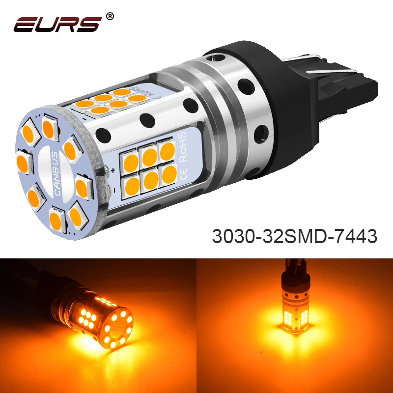 

EURS 1X 1156 P21W BA15S 3030 32smd 1157 BAY15D Canbus 6000K 7443 7440 10-30V Led Car Bulb Auto Lamp Reverse Rear Light 21w White