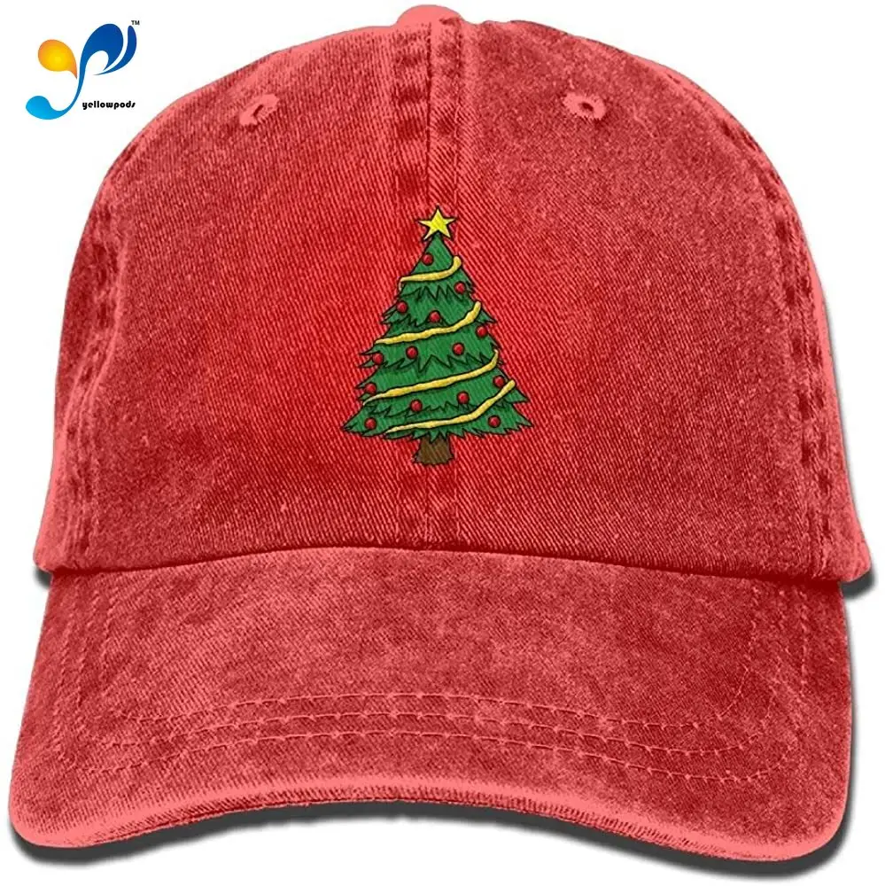 

YISHOW Unisex Christmas Trees Vintage Washed Dyed Cotton Solid Color Baseball Hat One Size