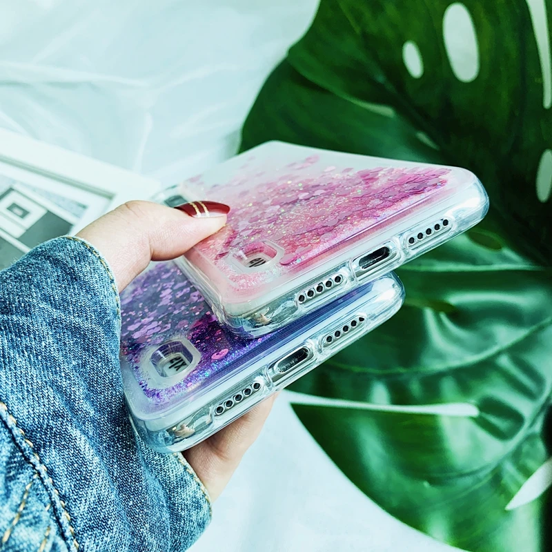 Для Xiaomi Mi 9T A1 A2 A3 Redmi Note 9 9s 9A 9C 6 7 7A 8 8T 8A Pro Max Блестящий жидкий зыбучий песок сердце