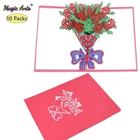 10 pack 3d rose flowers bouquet pop up card for valentines birhtday mothers day all occasions greeting card
