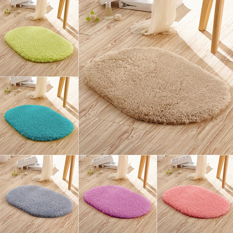 

Non-slip Bedroom Bedside Plush Area Rug Pad Living Room Shaggy Mat Carpet Oval
