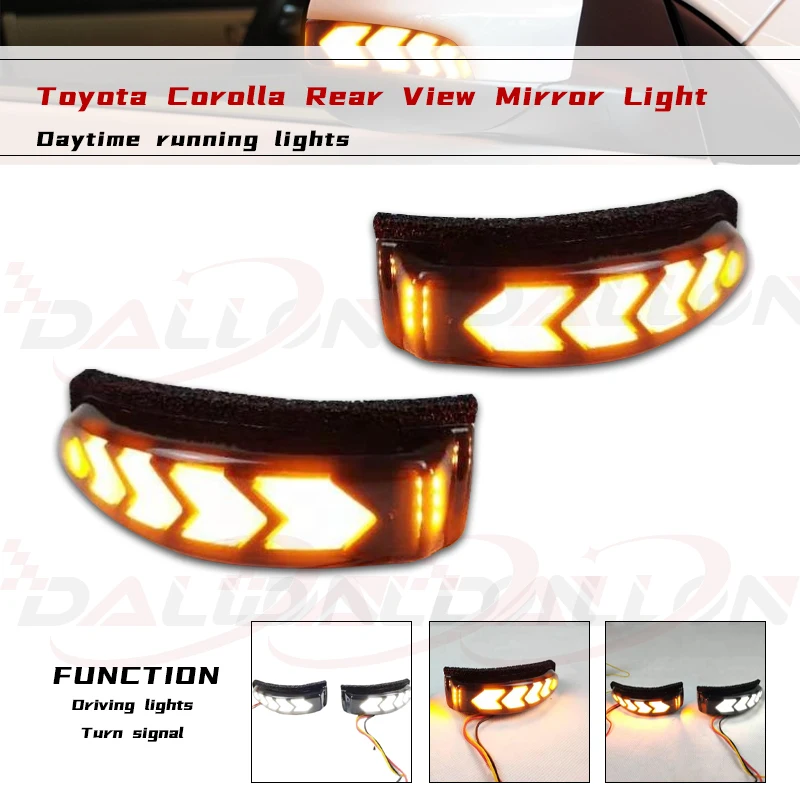 

White+Yellow Flowing Side Rear-view Mirror Dynamic Turn Signal Light Lamp For Toyota Vios Altis Yaris Corolla Camry Accessories