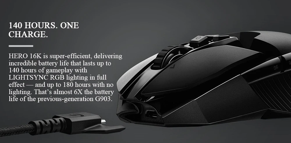 Беспроводная игровая мышь logitech G903 HERO LIGHTSPEED 16000 dpi HERO sensor функция обновления от G903 для Беспроводная оптическая мышь геймера