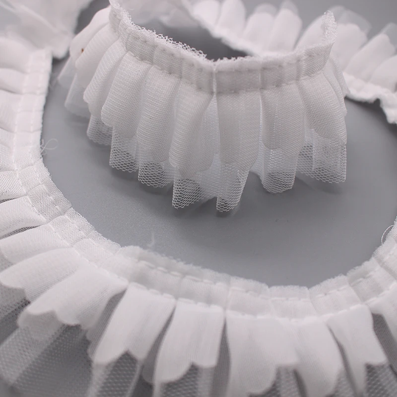 2 ярда белая 2-слойная плиссированная органза швейцарская вуаль кружевная