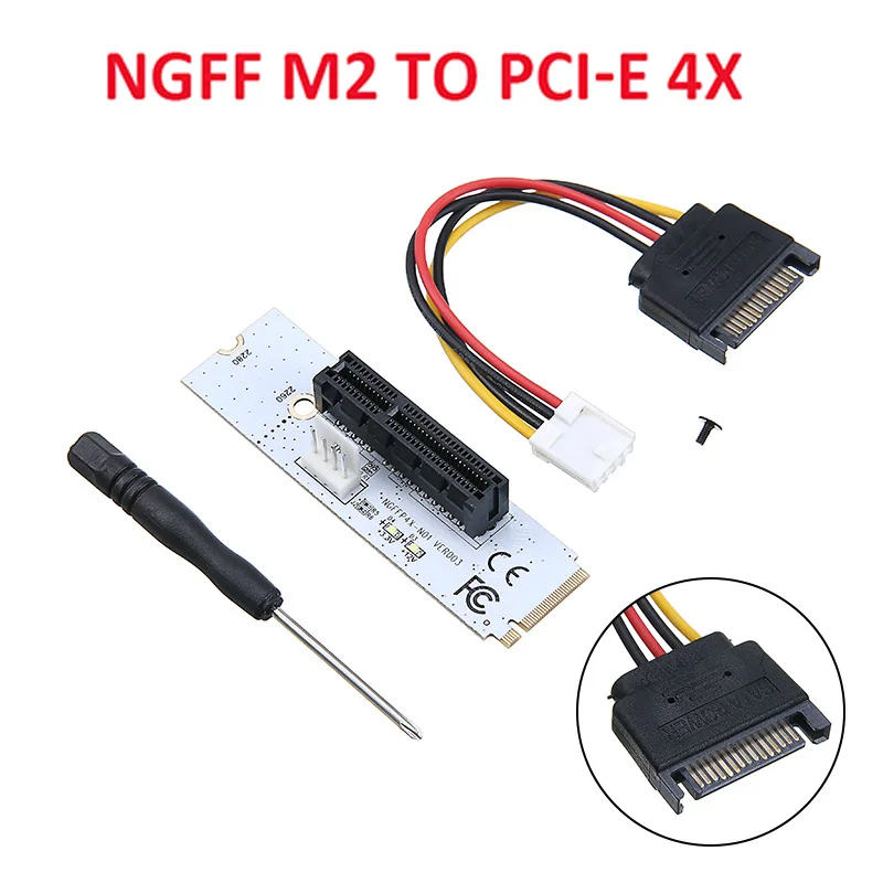 

NGFF M.2 to PCI-E 4x 1x Slot Riser Card Adapter Male To Female PCI-E Converter Adapters Cards For Computer
