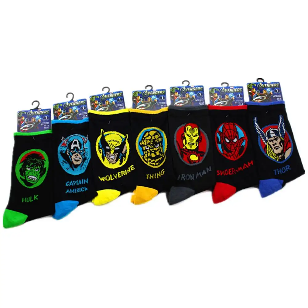 Носки Avengers мужские забавные Человек паук Бэтмен Супермен Халк зимние теплые