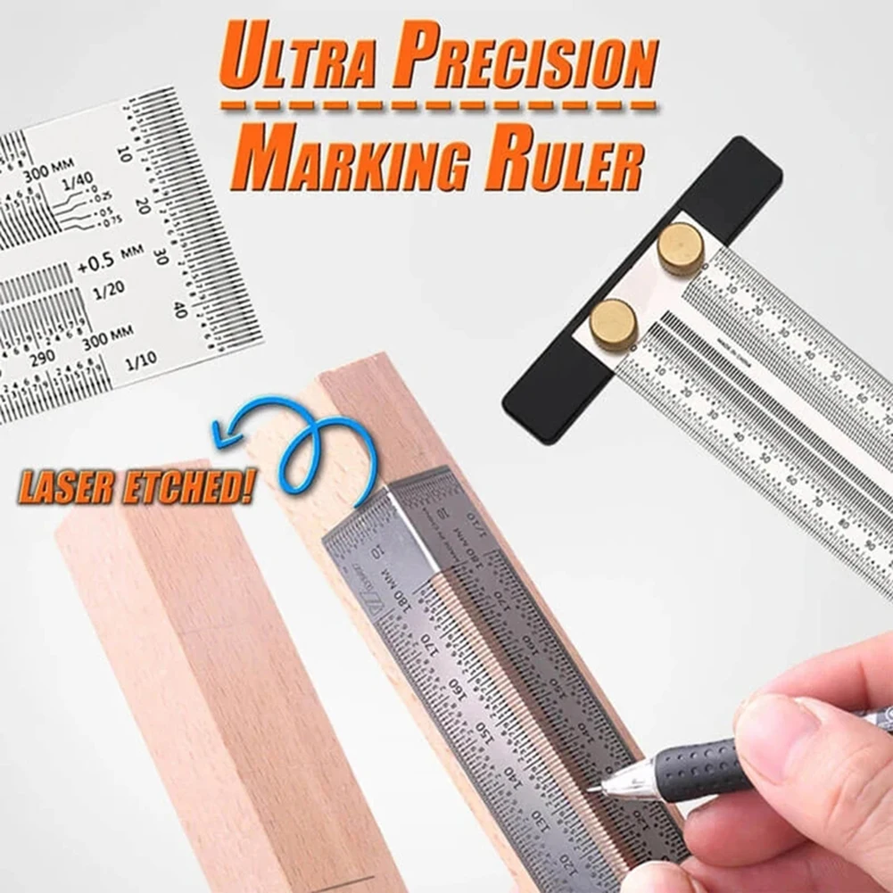 

Hot Precision Woodworking Ruler High Precision Hole Ruler Portable Stainless Steel D6