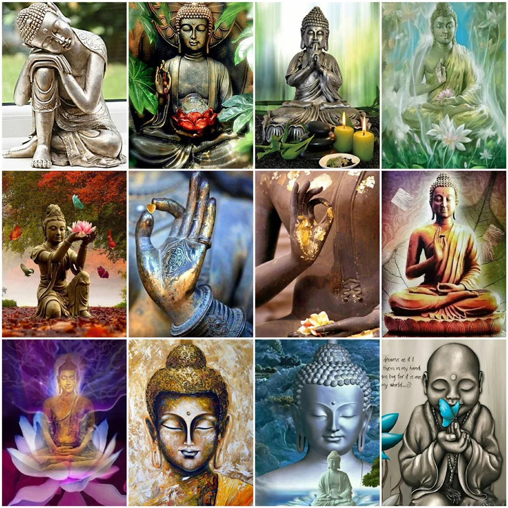 

AZQSD картина по номерам Будды современные акриловые украшение на стену, живопись маслом по номерам рисунок на холсте Наборы ручная роспись Д...