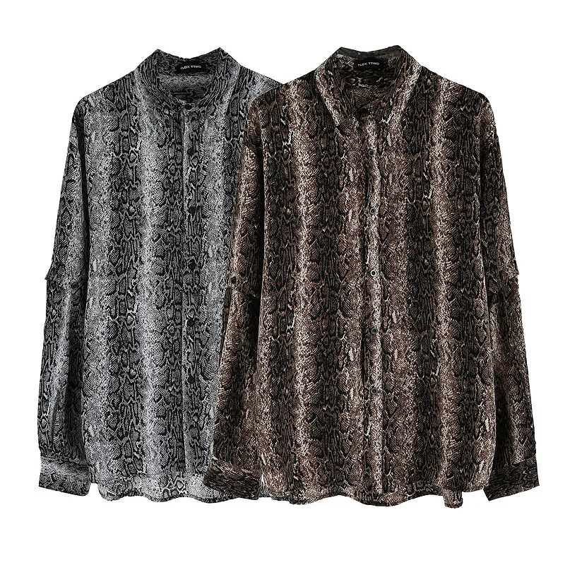 

Темные ретро рубашки с леопардовым принтом, зауженная рубашка с длинными рукавами для мужчин, шикарные Гавайские рубашки оверсайз, Мужская ...