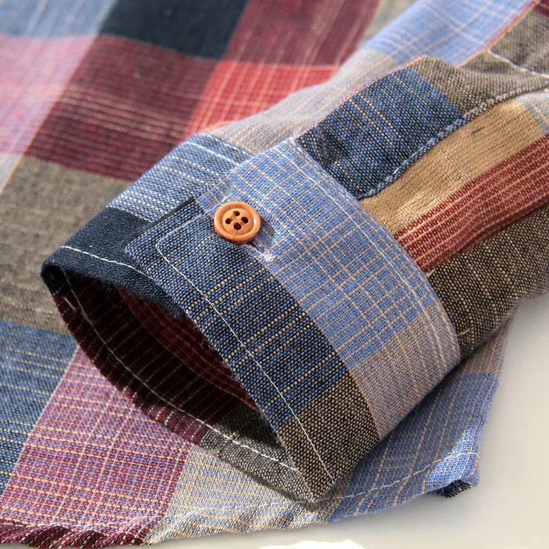 

Men Shirts Paneled Plaid Young Couples Long Sleeve Shirt BF Harajuku Unisex Oversize 3XL Fall Outwears Cozy Colorful Hipsters