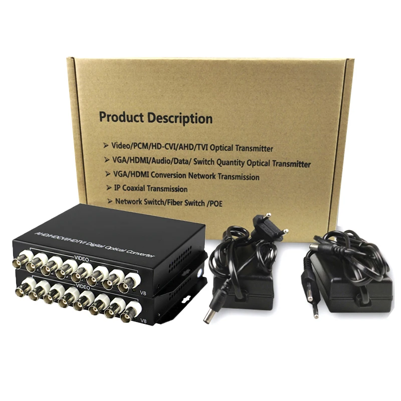 HD CVI AHD TVI 720P 960P 8CH волоконно оптический к BNC цифровой видеоконвертер al передатчик и