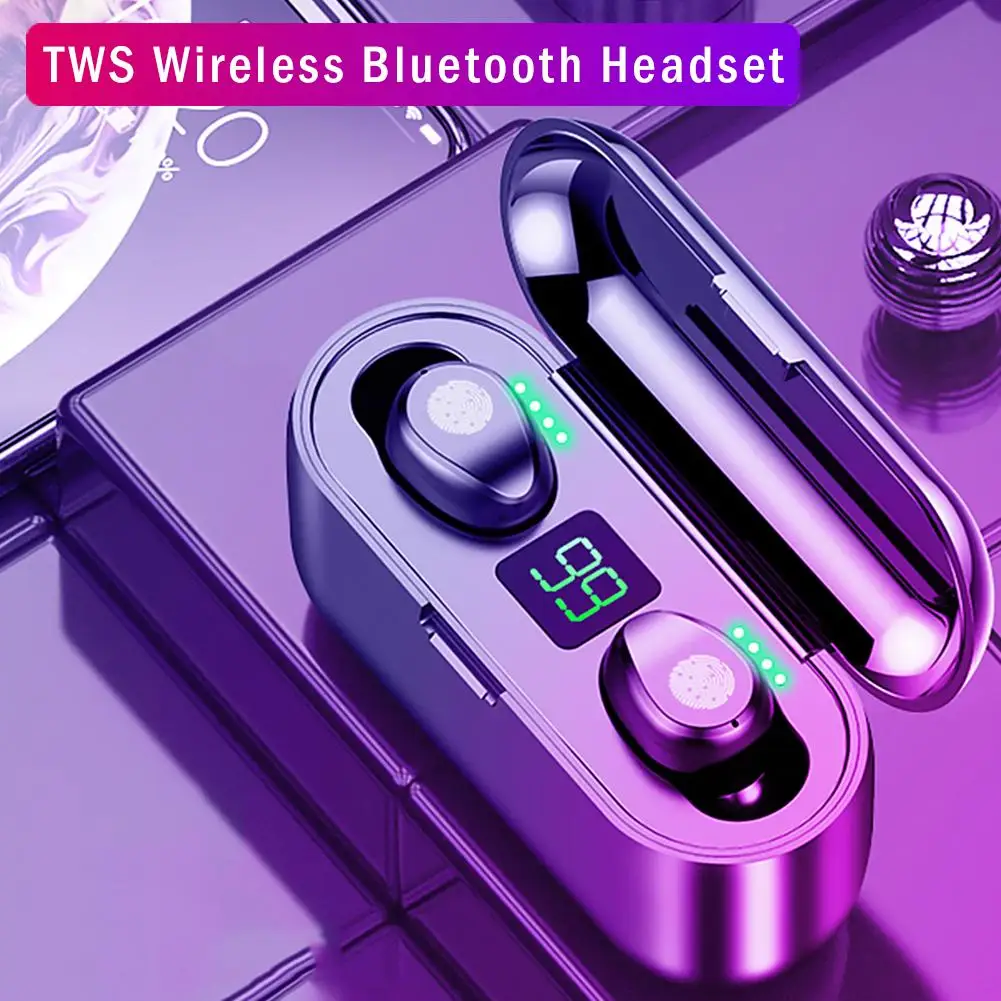 

TWS Bluetooth 5.0 Earphones CVC 8.0 Noise Reduction Ear-Entry Mini Headset w/Charging Box Mic IOS Power Display 85*65*40mm