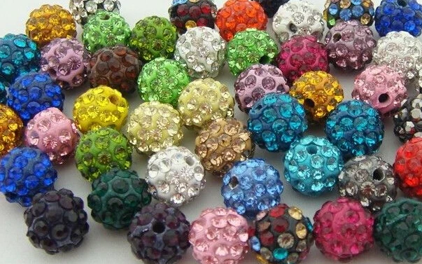 10mm best 100pcs/lot Hot Mixed multi color Micro Pave CZ Disco Ball Beads  crystal  Bead Bracelet Neacklace Spacer cbg342
