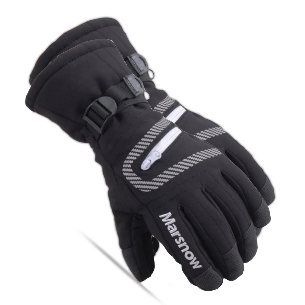 Black Windproof Waterproof Ski Gloves Warm Snowboard Gloves Non-slip Motorcycle Riding Winter Gloves Unisex Snow Gloves for Men Women - Цвет: Black