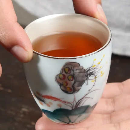 Цзиндэчжэнь ручная роспись чайная чашка из стерлингового серебра 999 пробы чайный
