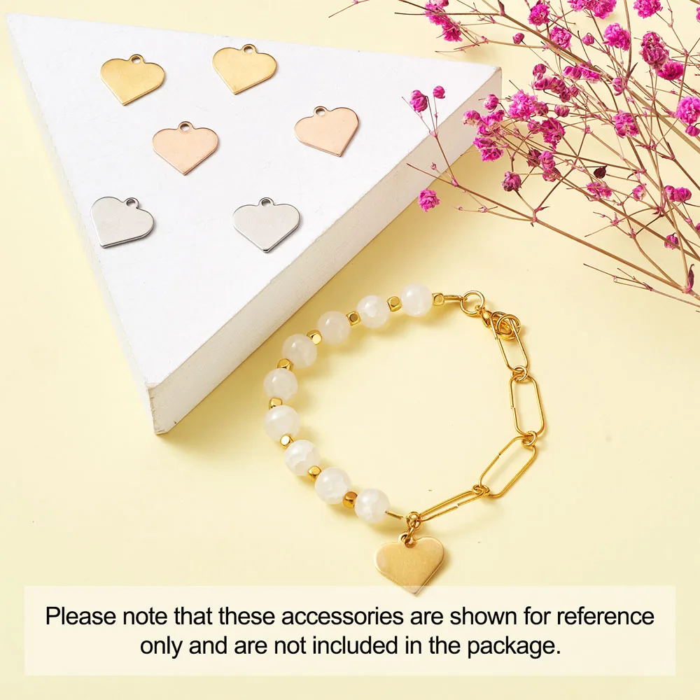 

1Box 304 Stainless Steel Heart Pendants Stamping Blank Tag Charms Pendants For Bracelet Necklace Making DIY Decor Accessories