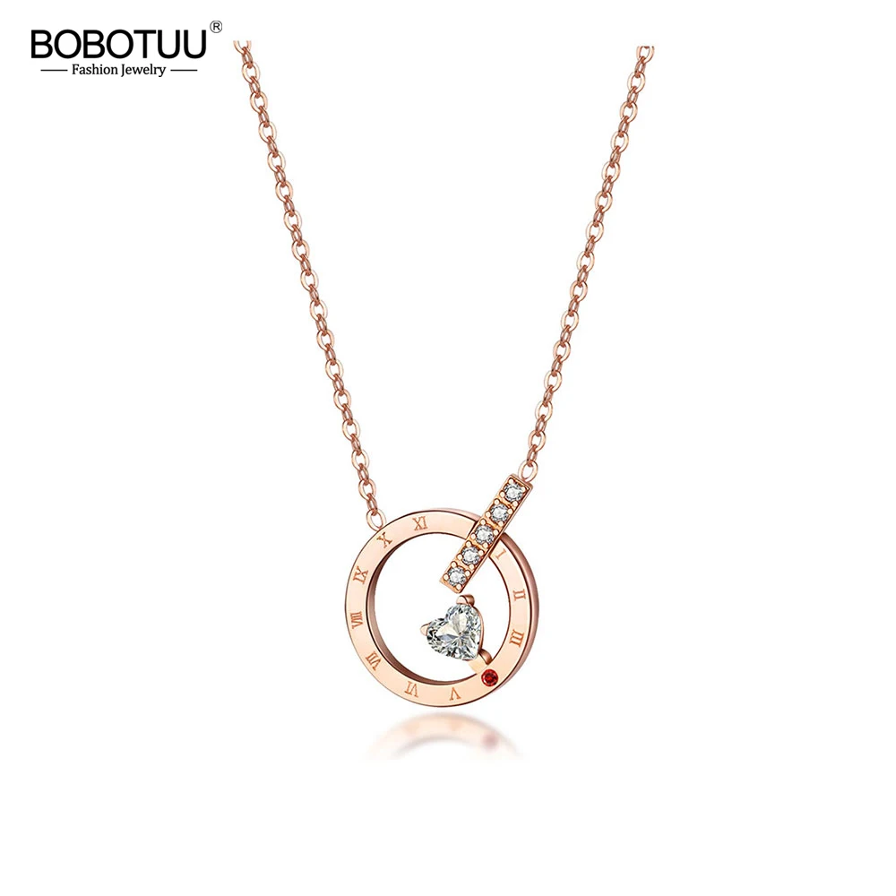 JeeMango Трендовое ожерелье с подвеской в виде сердца римскими цифрами цепочкой из