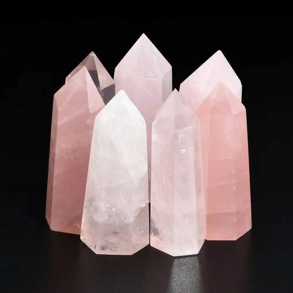 

2021 New Hot Fashion Natural Rock Rose Quartz Crystal Point Healing Stone Pure Color Obelisk Wand Pink 40-50mm For Home Diy Hot