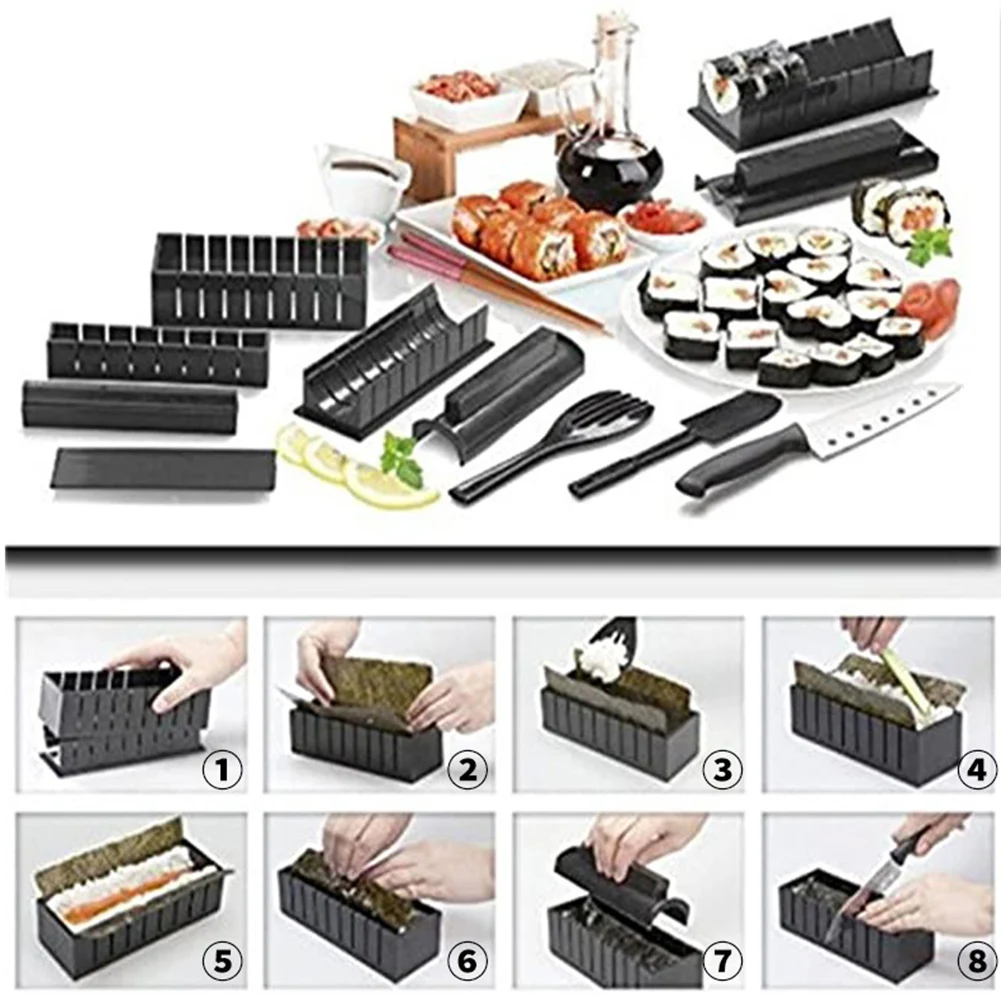 

Sushi Making Kit DIY Sushi Making Kit Roll Sushi Maker Rice Roll Mold 11 Pieces DIY Sushi Set Kitchen Tools & Gadgets TB Sale