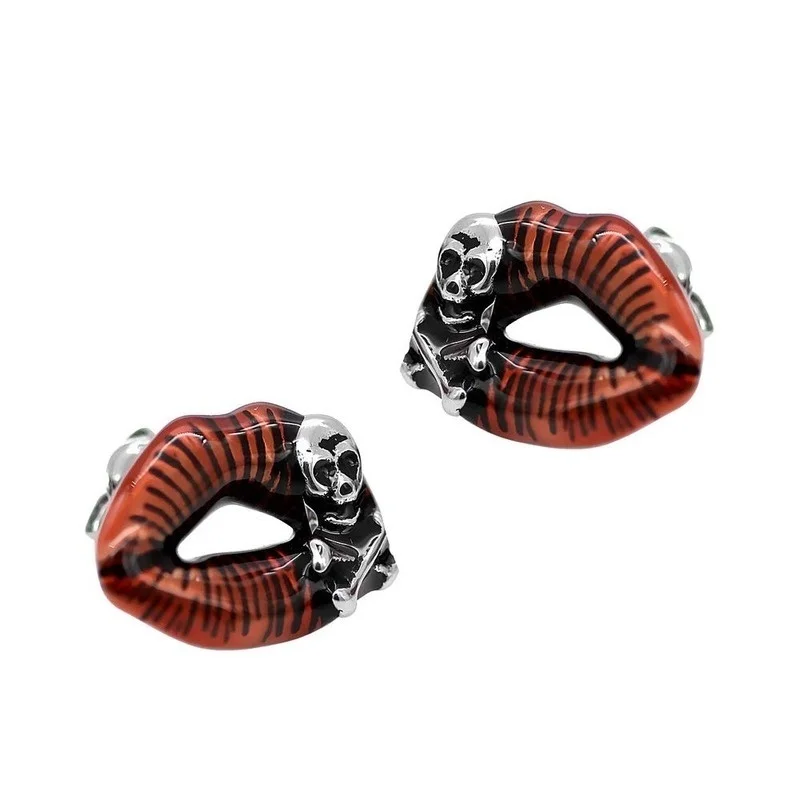 Новые популярные сексуальные креативные серьги с красными губами и черепом