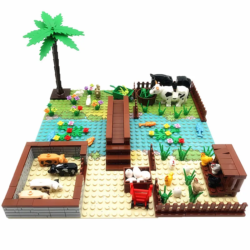 Конструктор Mini Farm Creator игрушки для детей детали MOC деревья животные свинья