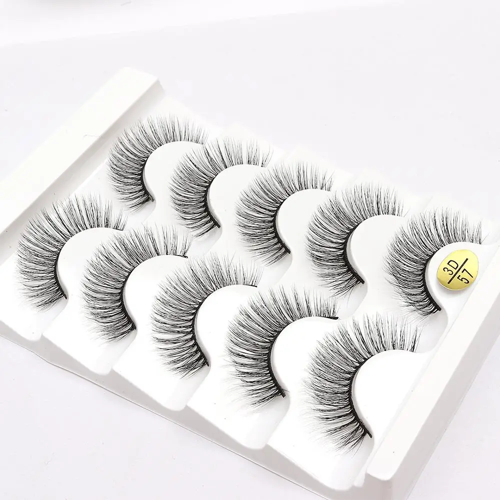 

5 Pairs 3D Faux Mink Hair Soft False Eyelashes Fluffy Wispy Thick Lashes Handmade Soft Eye Makeup Extension Tools