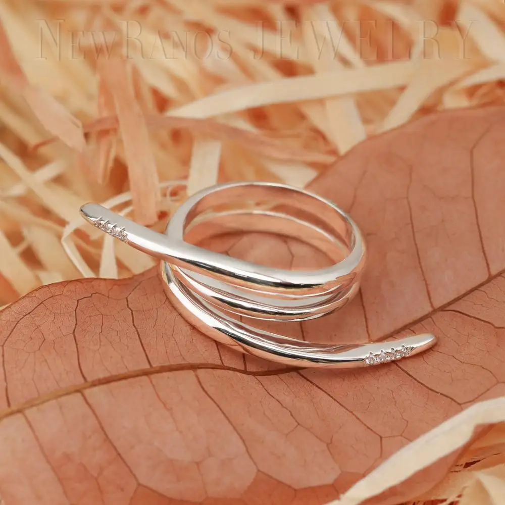 Женское многослойное кольцо с фианитом RGY82|fashion rings|ring fashionring ring |