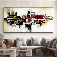 abstract red yellow white black oil painting 100 hand painted on canvas thick textured wall art painting for home decoration