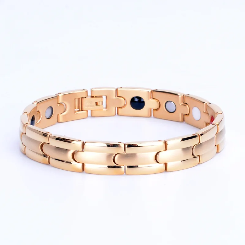 Мужские 4 элемента черный магнитный терапевтический браслет с отрицательными