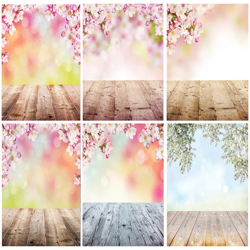 

SHENGYONGBAO Vinyl Flower and Wood Planks Photography Backdrops Wood floor Texture Theme Photography Background 20103 FMB-72