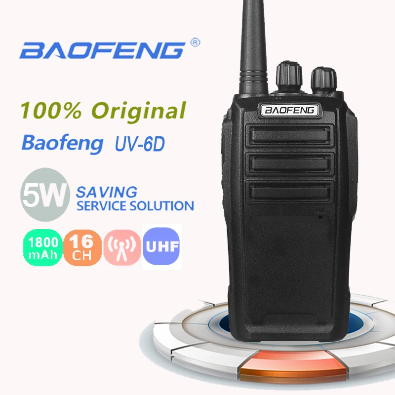 Baofeng UV 6D иди и болтай Walkie Talkie “иди 5 Вт 400 480 МГц UHF большие расстояния двухстороннее
