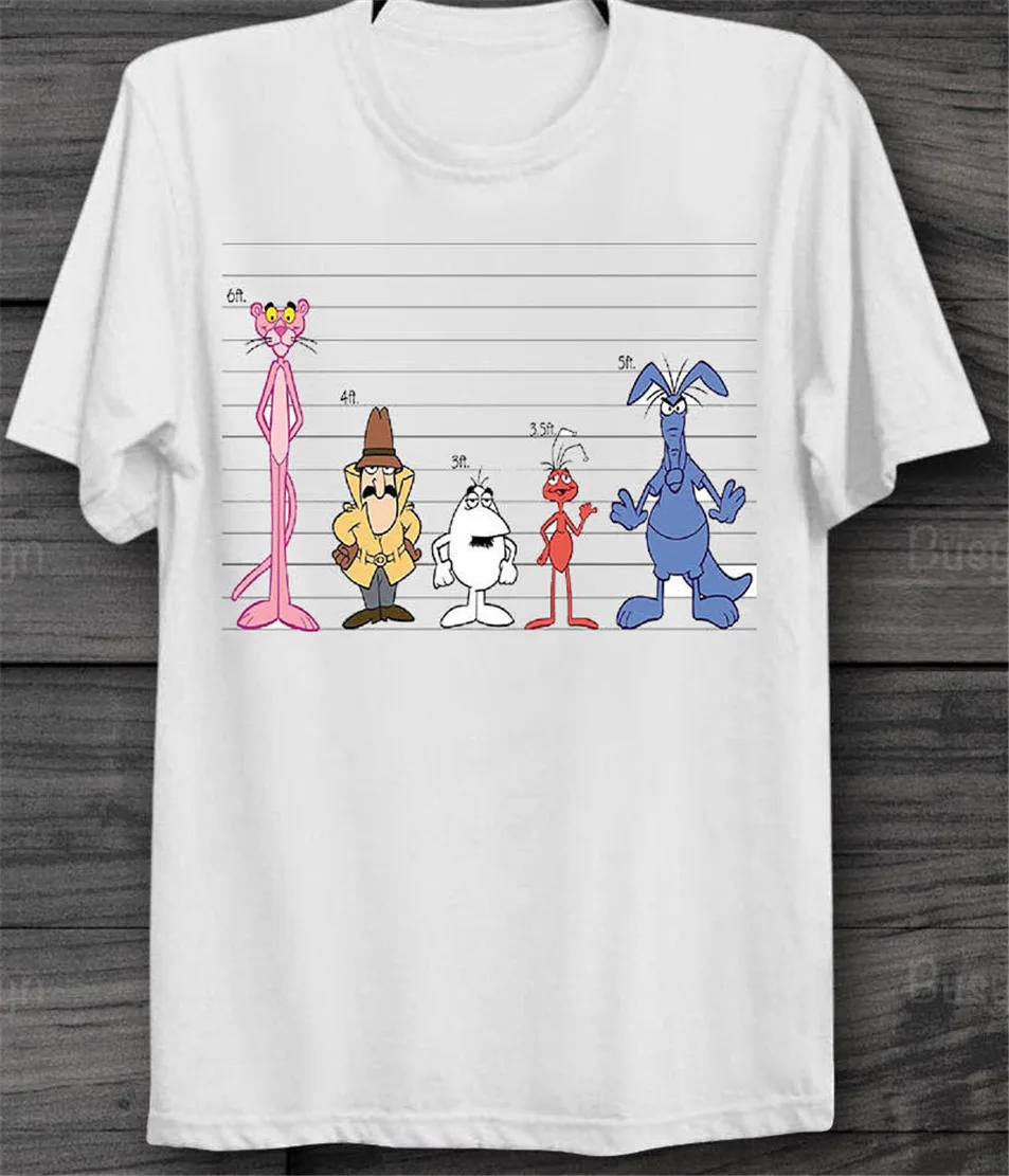 Розовая пантера Таблица Сравнения высоты Ретро крутая Винтажная футболка