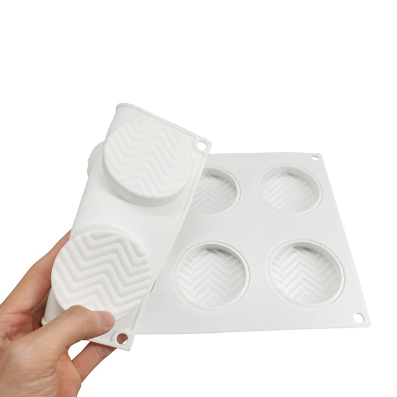 6 Cavity Round Silicone Cake Mold Geometric Texture Mousse Dessert Pan Decor Tool For Baking Tart Tartlet Mould Bakeware | Дом и сад