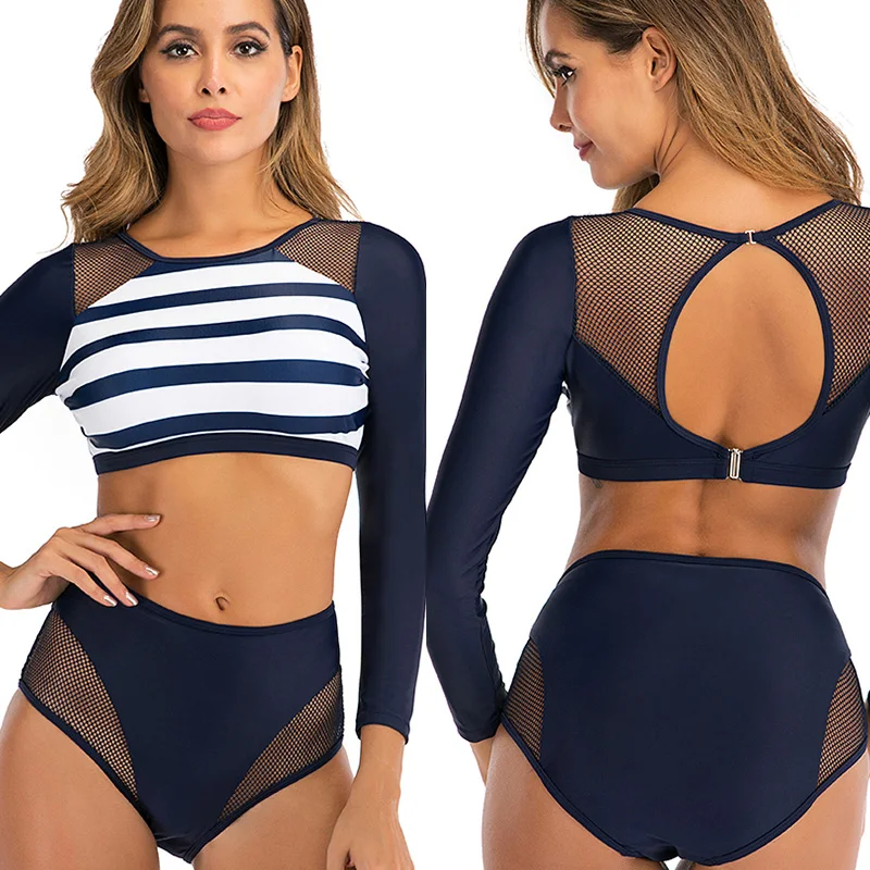 Купальник женский сетчатый с длинным рукавом пикантный раздельный купальник