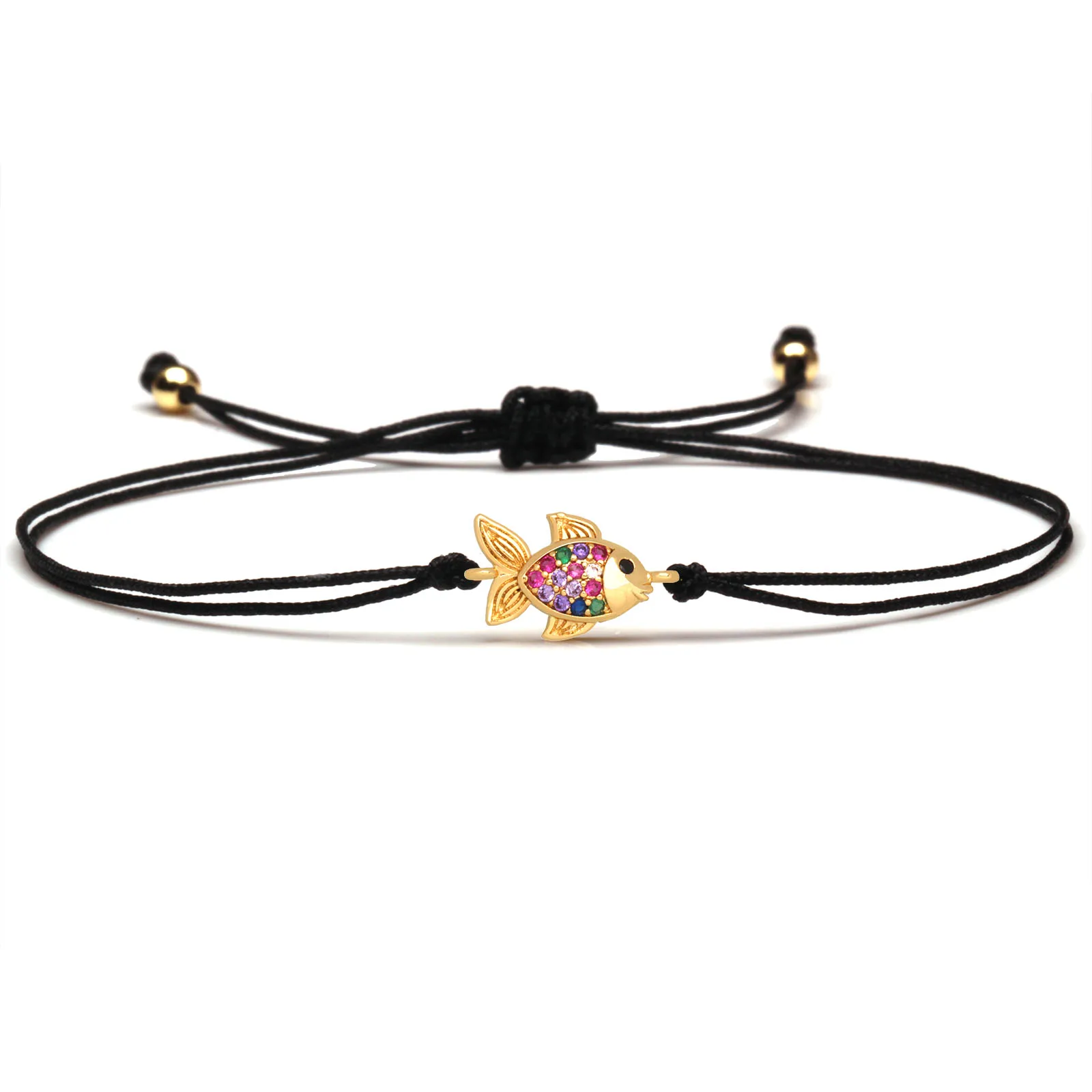 

Multicolor Cubic Zirconia Copper Goldfish Lucky Charm Bracelet For Women Personal Cute Fish Red String Luck Protect Jewelry Gift
