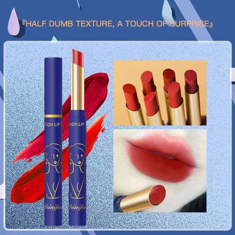 

6 Kleuren Fluwelen Matte Lipsticks Waterdichte Langdurige Sexy Rode Lip Stick Non-stick Cup Make-Up Lip Tint Pen Cosmetische