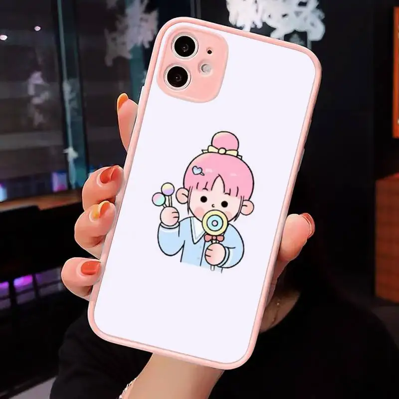 

Cartoon cute flower snack girl Phone Case Matte Transparent for iPhone 7 8 11 12 s mini pro X XS XR MAX Plus cover funda