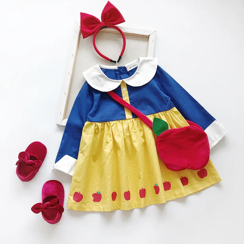 

Korean Fashion Children's Clothes 2019 Autumn New Girl Long-sleeved Princess Dress With Bag Christmas Bebes Outfits Kids Clothes