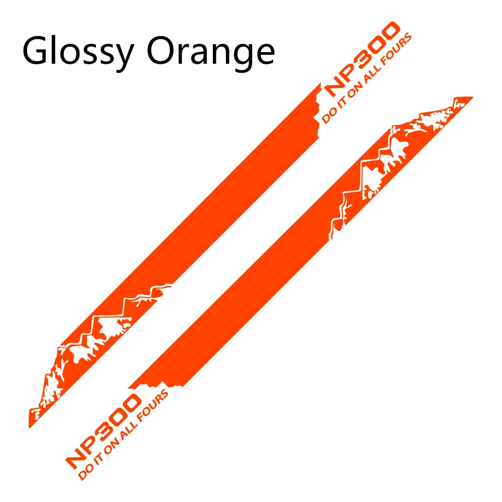 Glossy Orange 2 шт. автомобильные длинные полосы наклейки для Nissan NAVARA NP300 DIY Авто Боковая дверь виниловая пленка наклейка спортивный стиль Тюнинг автомобиля аксессуары - Название цвета: Glossy Orange