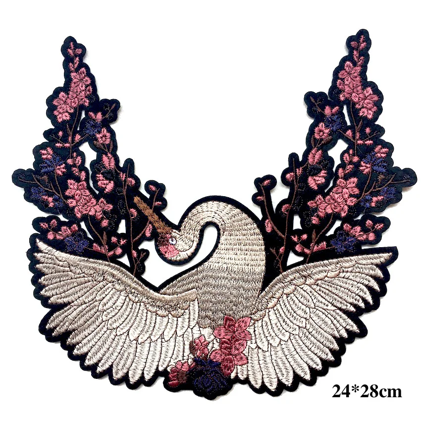 Большой красивый кран Птица вышитая аппликация нашивки украшение утюгом для DIY