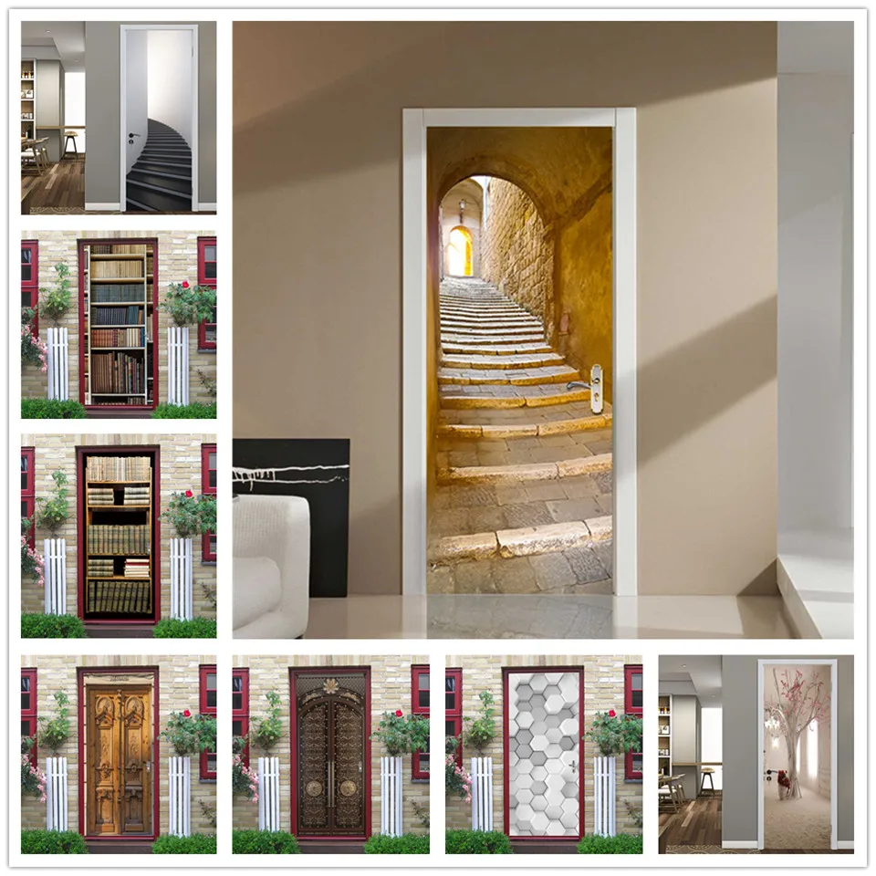 Каменные лестницы наклейки для двери спальни украшение комнаты Настенные обои