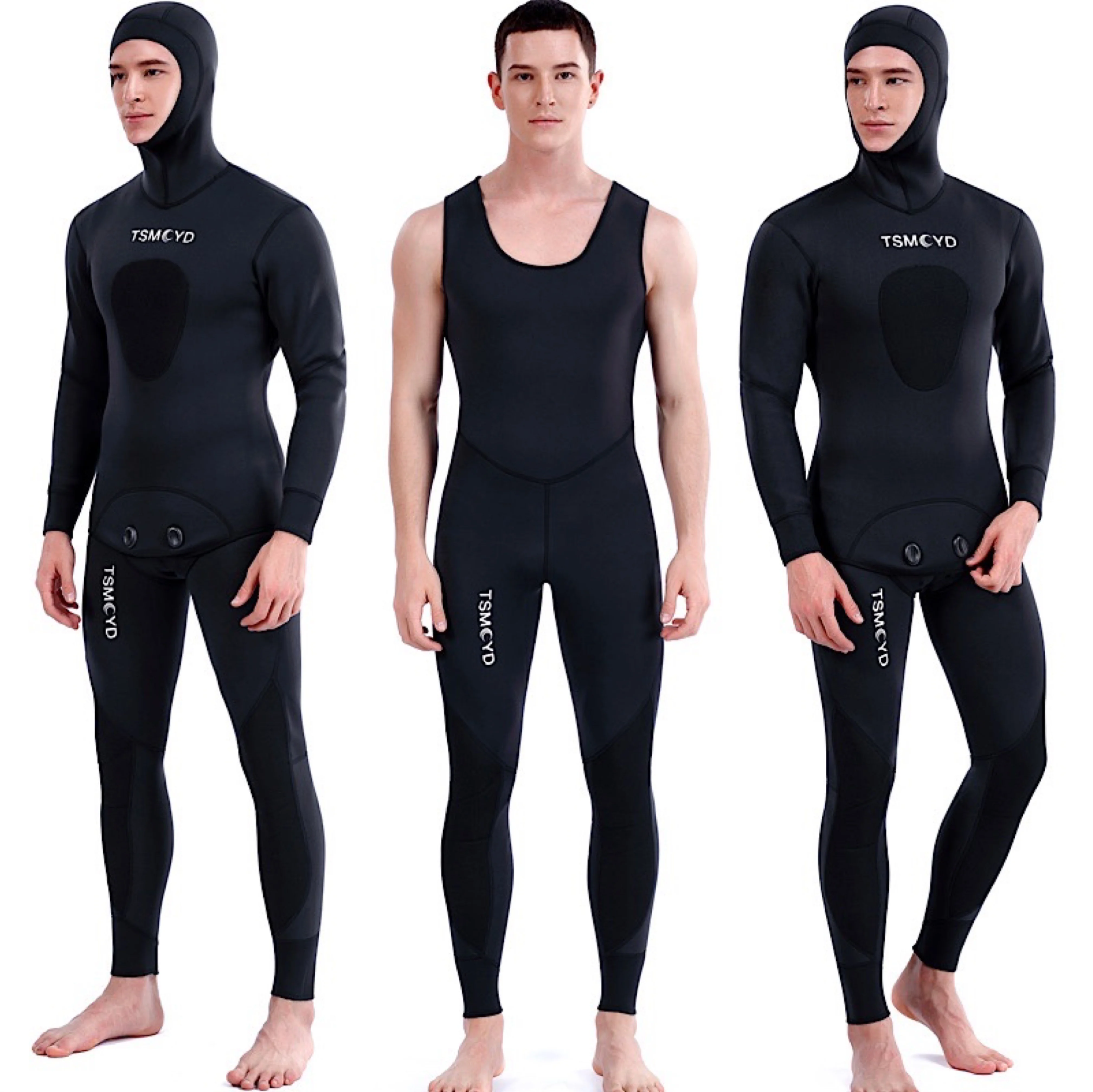 

TSMC Neoprene Scuba Diving wetsuit 3/5 mm Winter Warm Men Hood Surfing Front Zipper Snorkeling Spearfishing Hooded Diving Suit