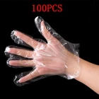 Прозрачные пластиковые одноразовые перчатки, перчатки для приготовления пищи, барбекю, для дома, ванной комнаты, гигиенические перчатки для приготовления пищи, уборки, 100 шт.