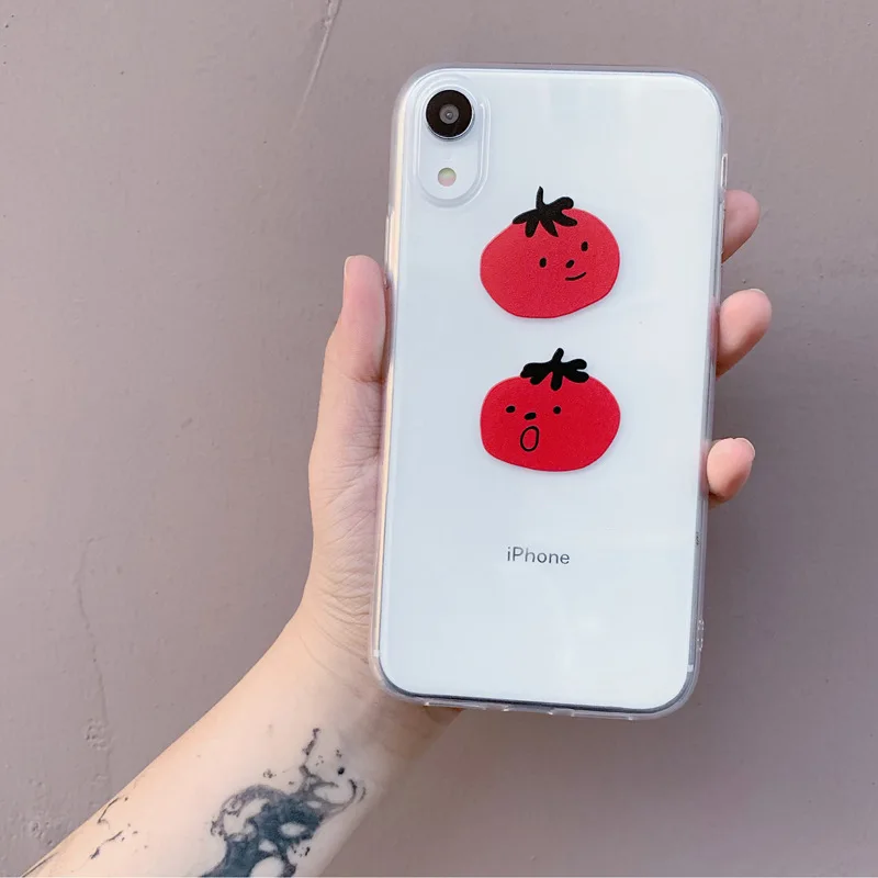 

2020 Popular Cute tomatoes Transparent Cartoon Case for iphone 13 11 11PROMAX 11PRO 6 6S 7 8 6S Plus 7Plus 8Plus X XS MAX XR