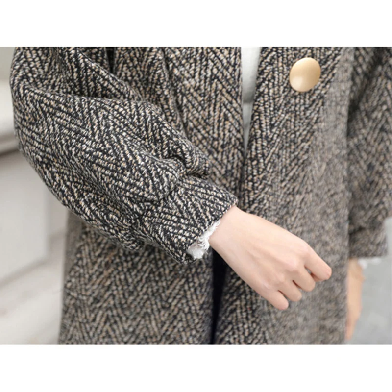 2019 осенне зимнее шерстяное пальто Женская Полосатая накидка верхняя одежда