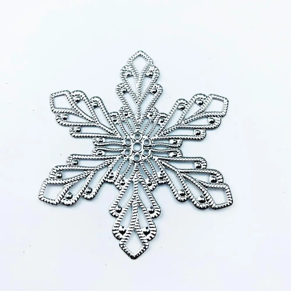 10 шт./лот 70 мм снежинки металлические филигранные цветы кусочки подвески базовые