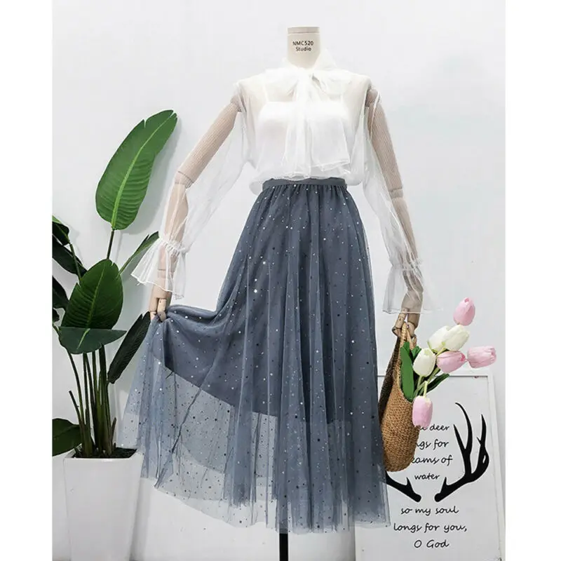 Нижняя юбка в студенческом стиле плиссированная с высокой талией длинная пышная